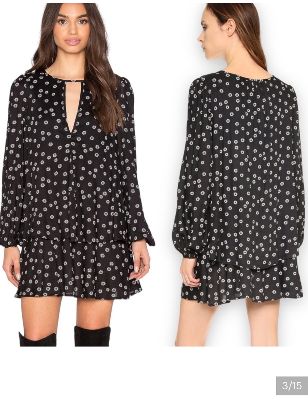 Free People Beck Tiered  Tunic Mini  Dress size small